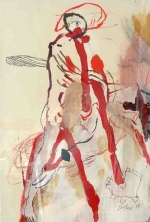 "Sämann" aus der Serie "Rote Mander" Mischtechniken auf Papier, 66 x 44 cm